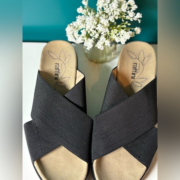 Raffini Black Cross-Strap Mules - Picture 2 of 6